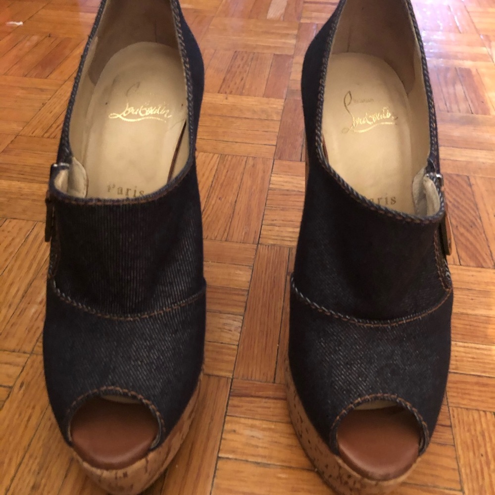 christian louboutin 39 Denim Wedges.